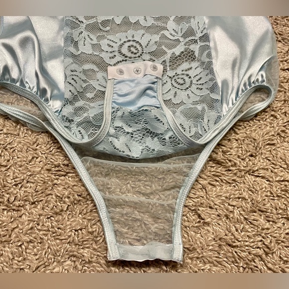 Blue lace and satin bodysuit Teddy - Picture 4 of 7